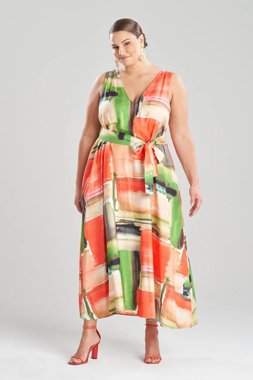 Hikaru Cotton Silk Trapeze V-Neck Belted Dress sold by Natori product image thumbnail 5