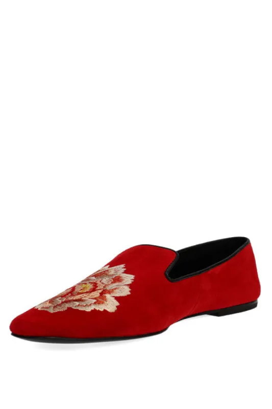 Edda Suede Embroidered Loafer sold by Natori