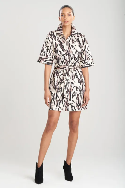 Lynx Cotton Sateen Belted Shirtdress sold by Natori