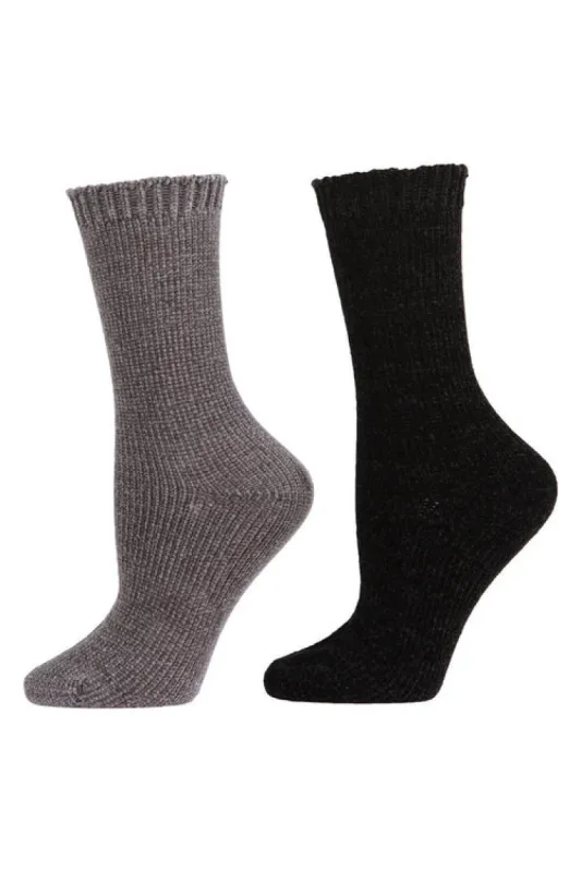 Chenille Solid Crew Socks - 2 Pair Pack sold by Natori