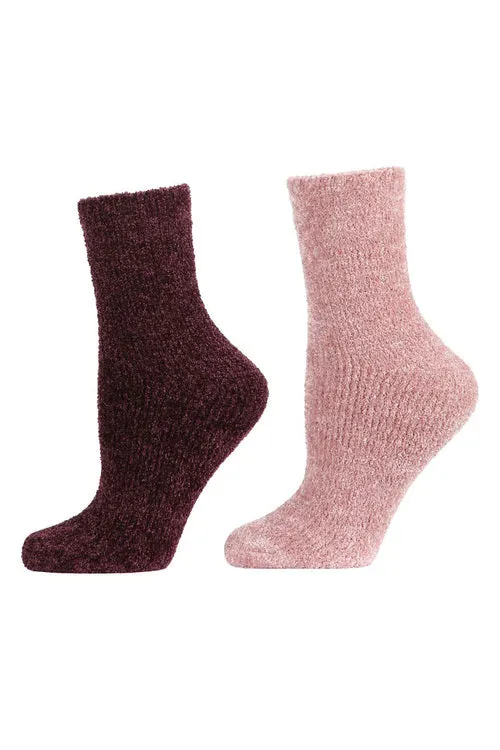 Chenille Solid Cozy Crew Socks - 2 Pair Pack sold by Natori