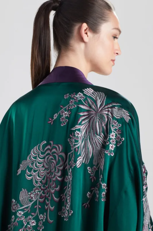 Chinoiserie Embroidery Silk Robe made by Natori
