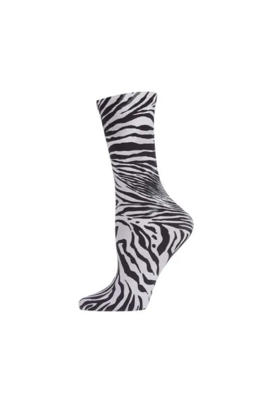 Zebra Printed Crew Socks made by Natori