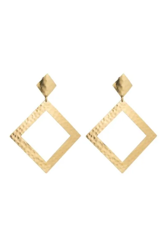 Gold Plated Brass Diamond Shape Clip Earrings sold by Natori