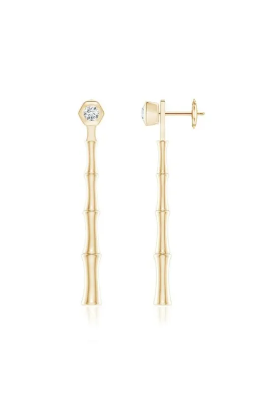 Indochine Bamboo 14k Diamond Multi-Wear Linear Earrings sold by Natori