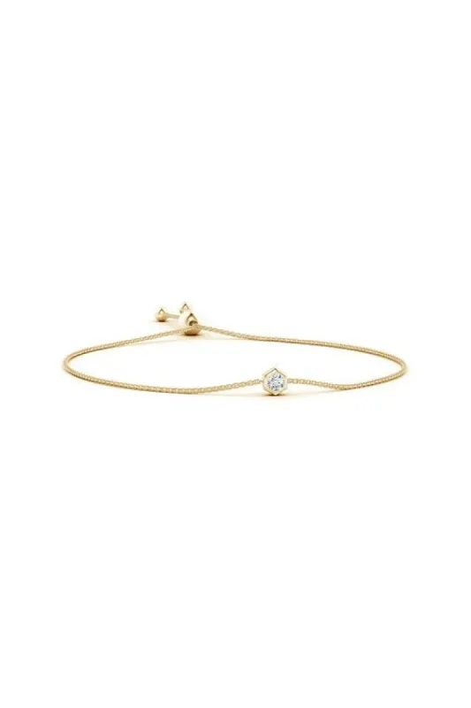Indochine 14k Hexagon Frame Diamond Solitaire Bolo Bracelet sold by Natori