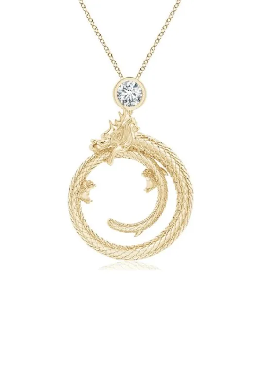 Dragon 14k Yellow Gold Slider Pendant With Diamond sold by Natori