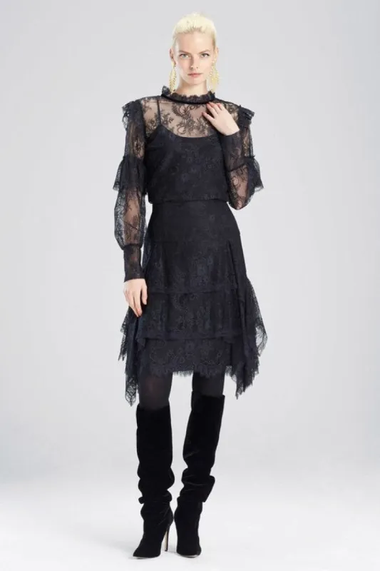 Viscose Satin Long Sleeved Lace Top sold by Natori