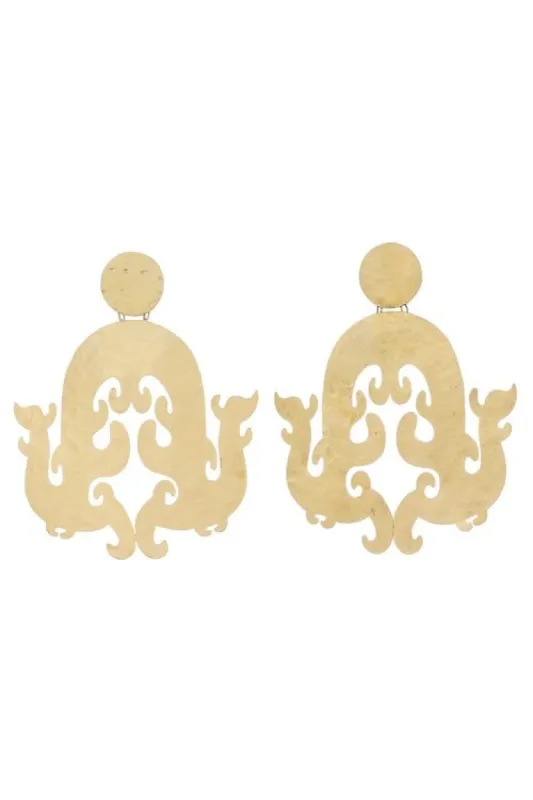 Hammered Brass Swirl Clip Earrings sold by Natori