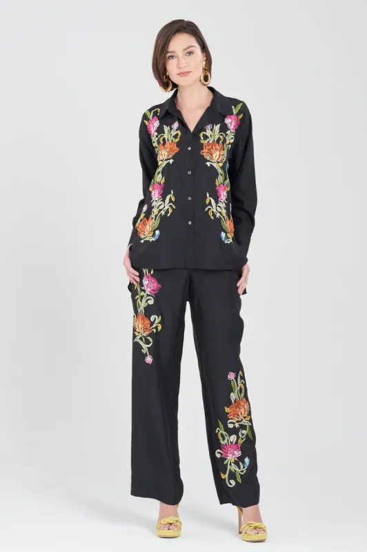 Shinjo Habotai Embroidered Silk Top sold by Natori