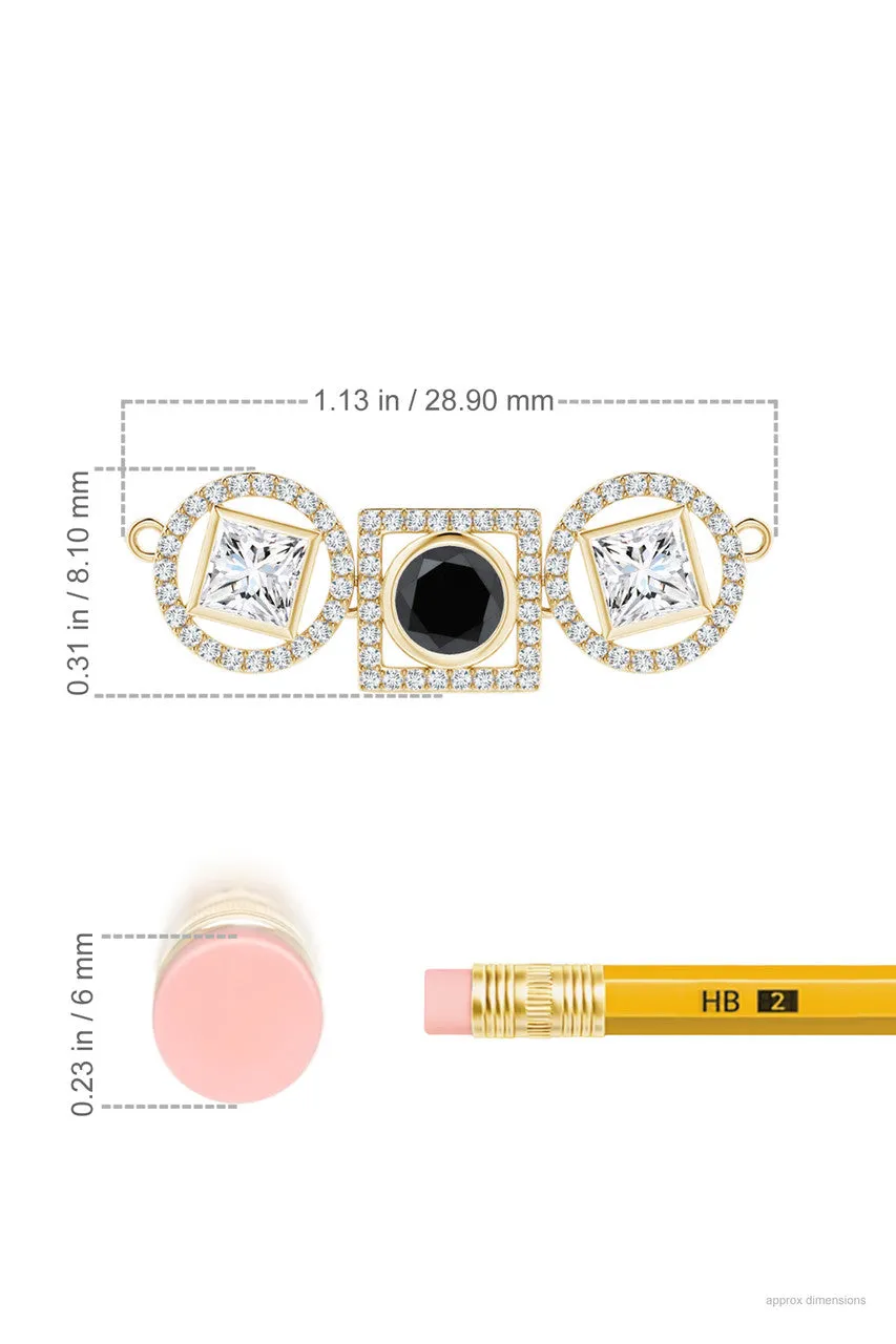 Infinity 14K Gold with Black & White Diamond Three Stone Halo Necklace sold by Natori product image thumbnail 4