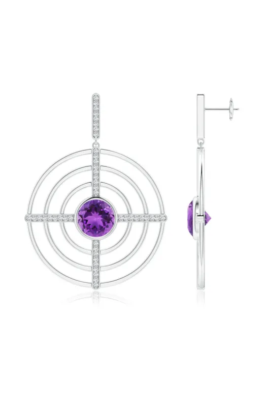 Infinity Concentric Circle 14K Gold and Amethyst Earrings sold by Natori