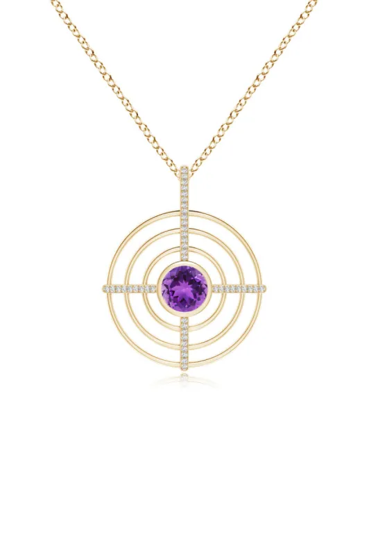 Infinity Concentric Circle 14K Gold and Amethyst Pendant Necklace sold by Natori