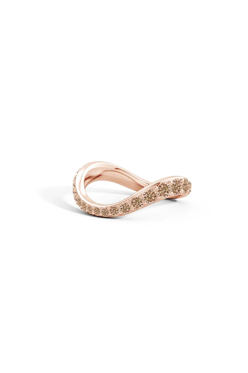 Shangri-La Brushstroke 14K Gold and Coffee Diamond Full Eternity Stacking Ring sold by Natori product image thumbnail 3