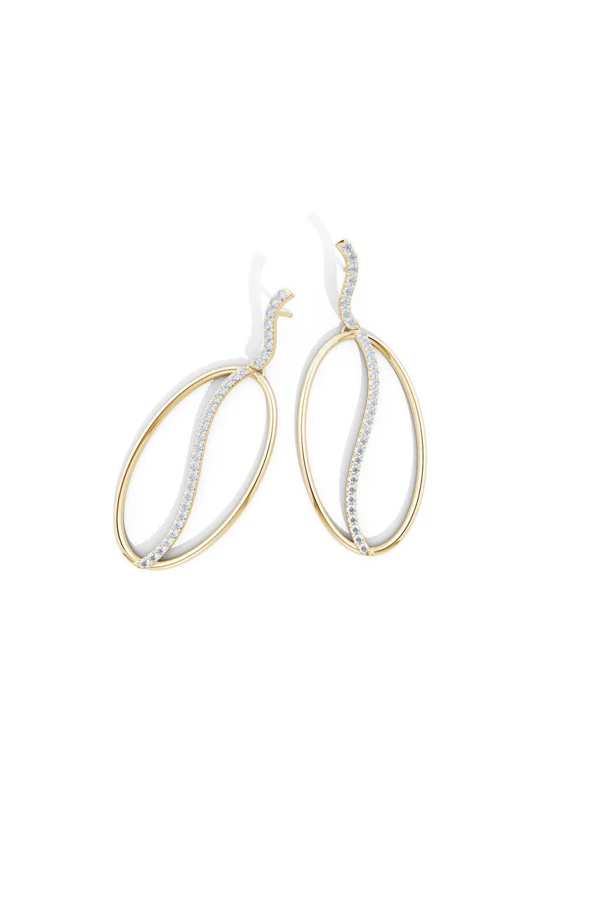 Shangri-La Elliptical Yin-Yang 14K Gold and Diamond Dangle Earrings sold by Natori product image thumbnail 2