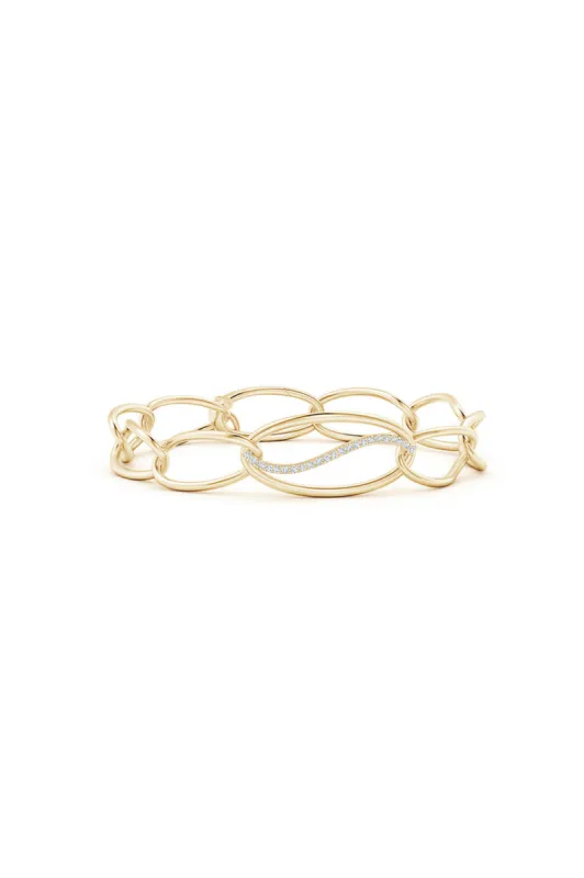 Shangri-La Elliptical Yin-Yang 14K Gold and Diamond Link Bracelet sold by Natori