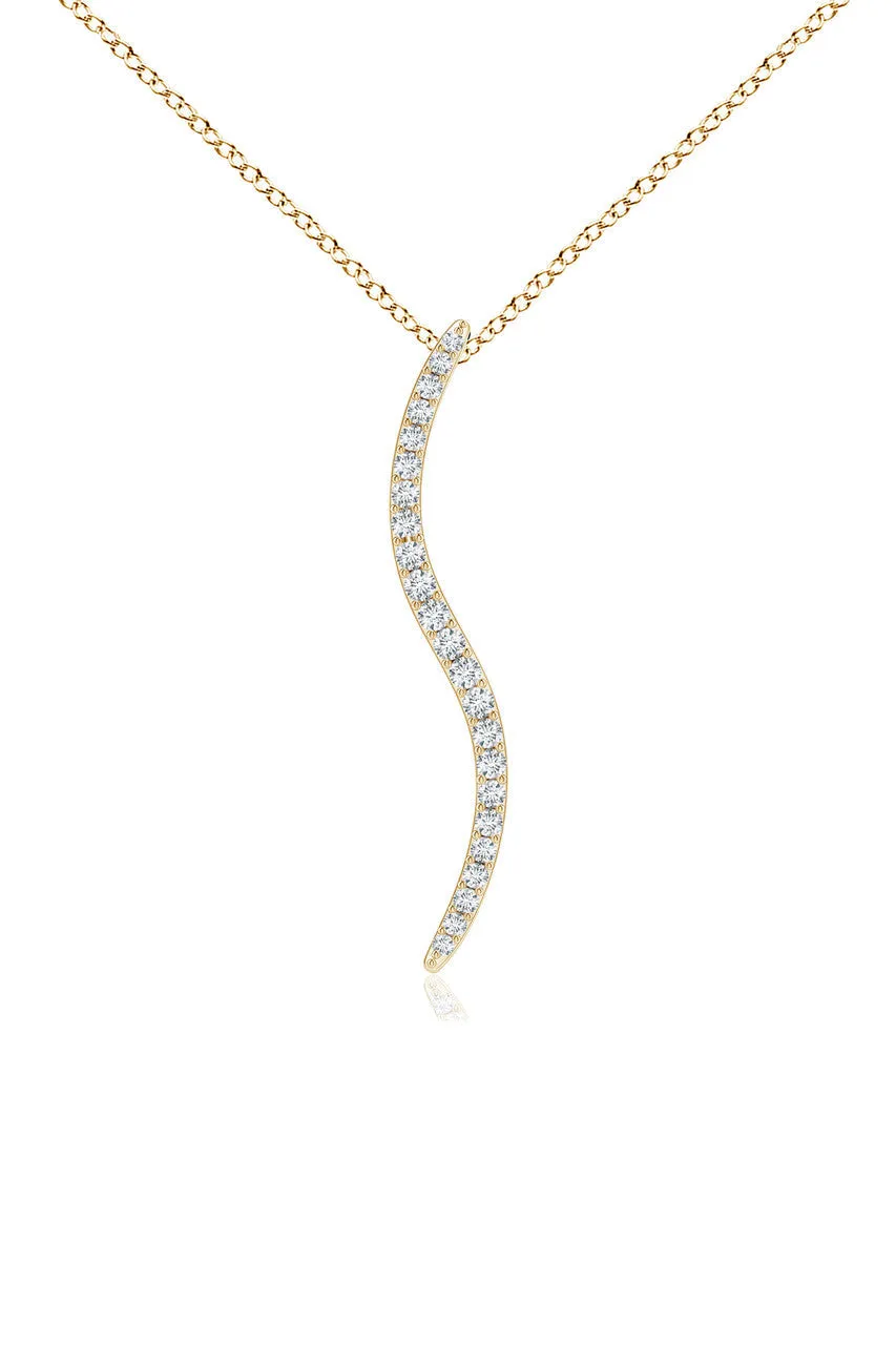 Shangri-La Brushstroke 14k Gold and Diamond Medium Pendant Necklace sold by Natori