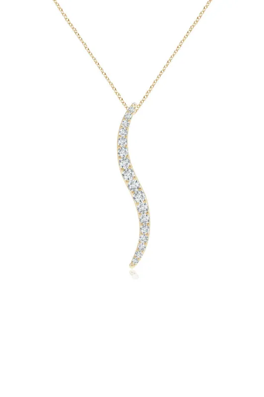 Shangri-La Brushstroke 14k Gold and Diamond Large Pendant Necklace sold by Natori