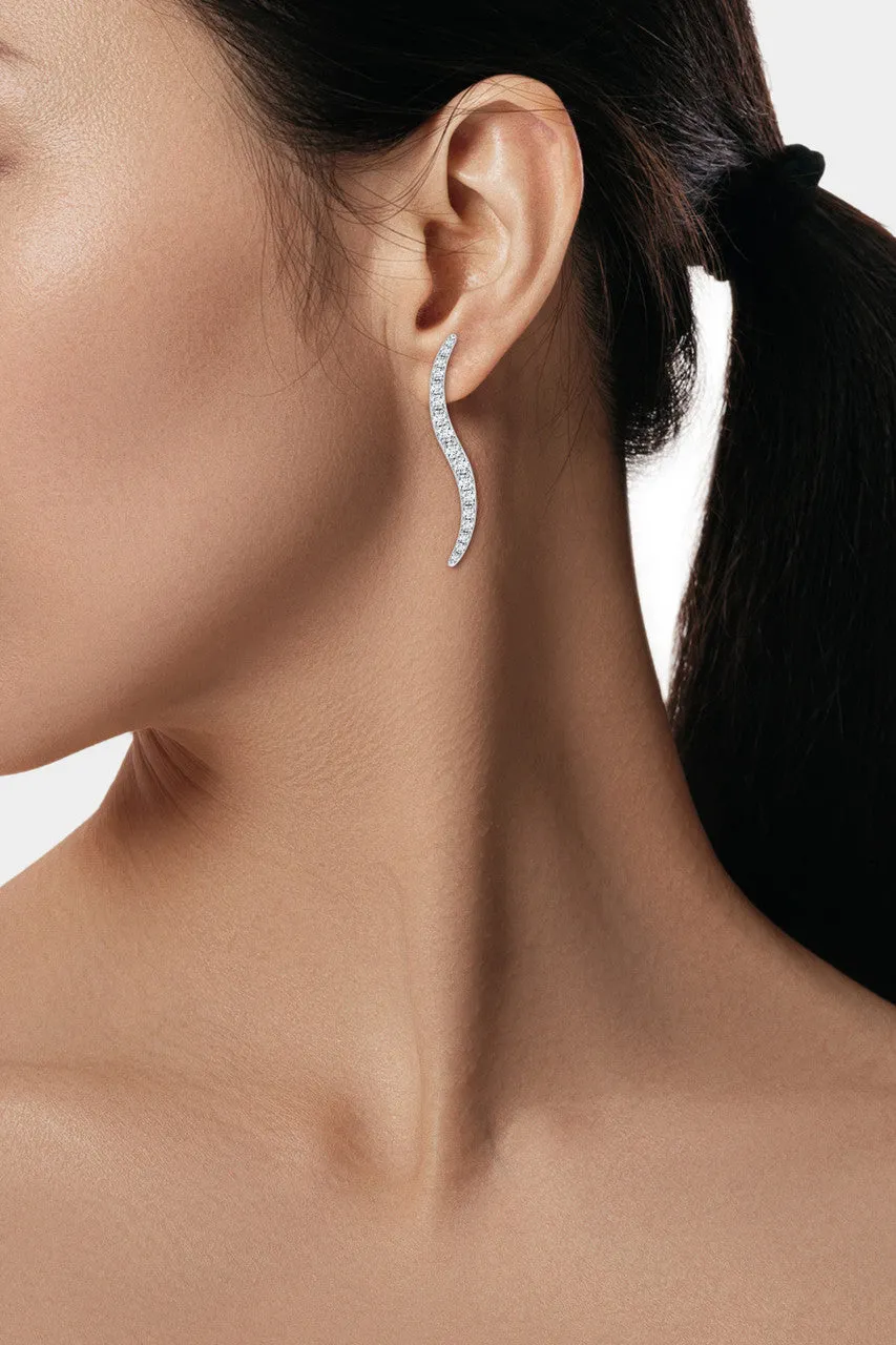 Shangri-La Brushstroke 14k Gold and Diamond Stud Earrings sold by Natori product image thumbnail 5