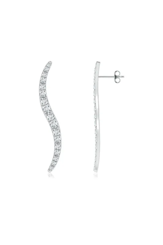 Shangri-La Brushstroke 14k Gold and Diamond Stud Earrings made by Natori