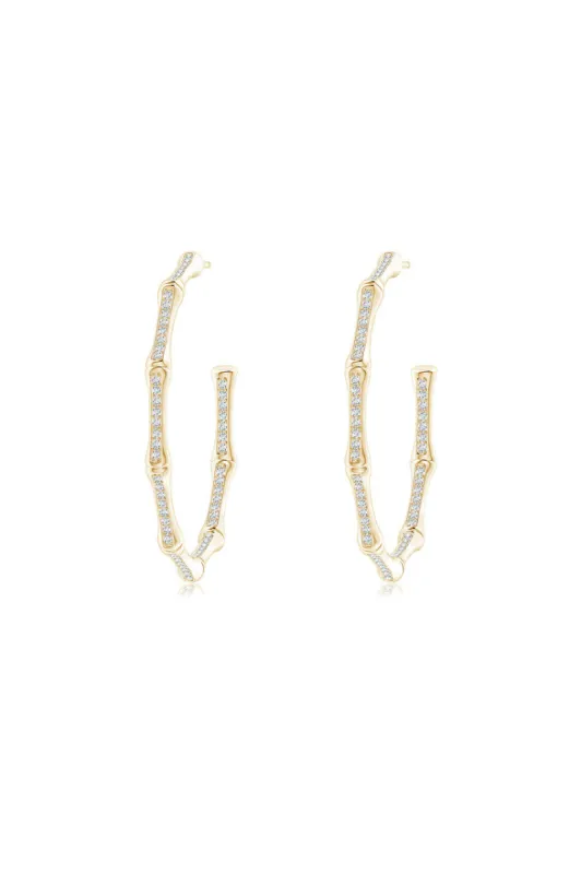 Indochine 14k Medium Pave Diamond Hoop Earrings sold by Natori
