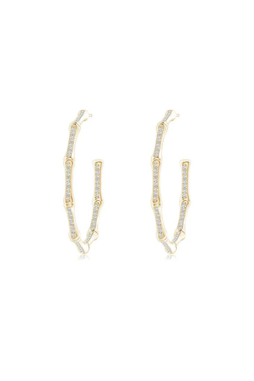 Indochine 14k Medium Pave Diamond Hoop Earrings sold by Natori