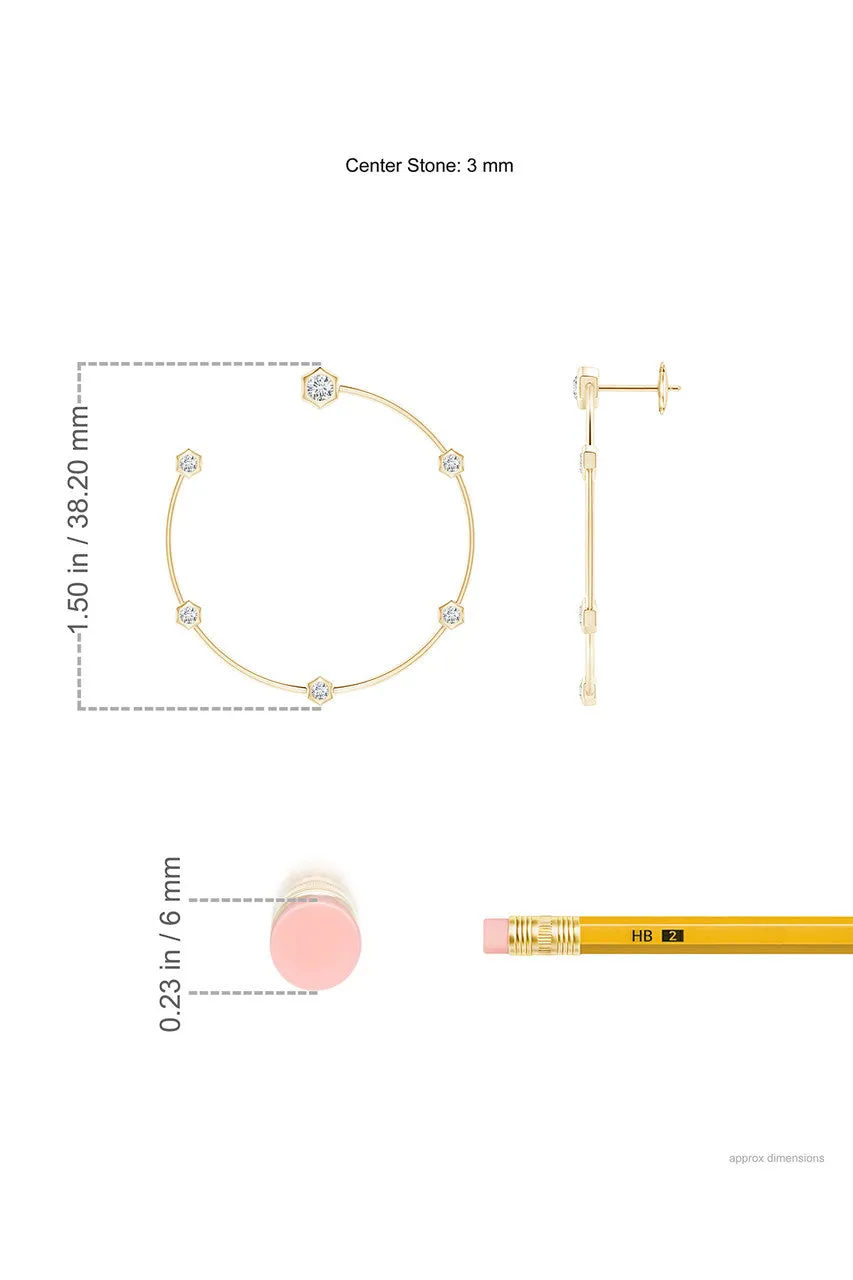 Indochine 14k Medium 6-Diamond Side-Facing Open Hoop Earrings sold by Natori product image thumbnail 3