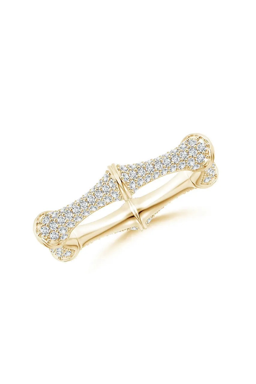 Indochine 14k Diamond Pave Bamboo Eternity Ring sold by Natori