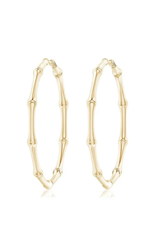 Indochine 14k Medium Bamboo Full Circle Hoop Earrings sold by Natori