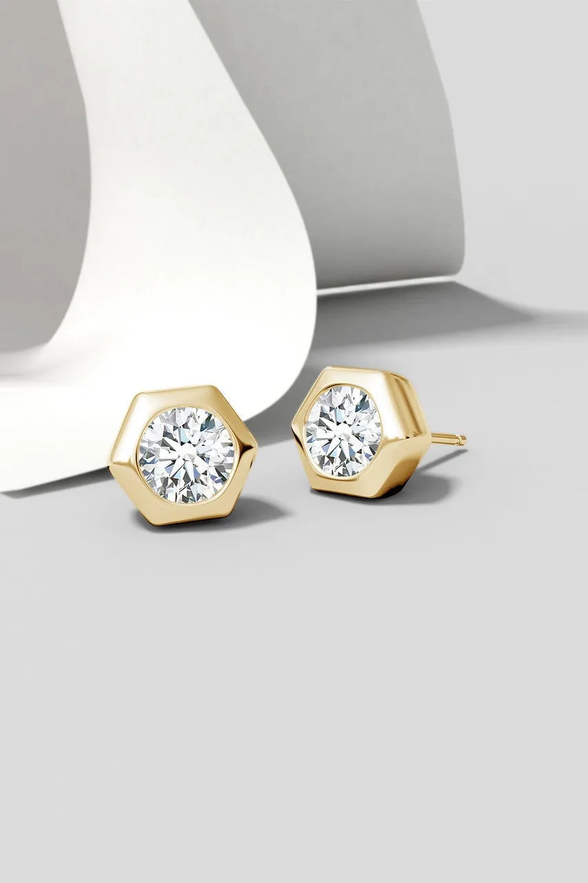 Indochine 14k Hexagon 4mm Diamond Solitaire Stud Earrings sold by Natori product image thumbnail 2