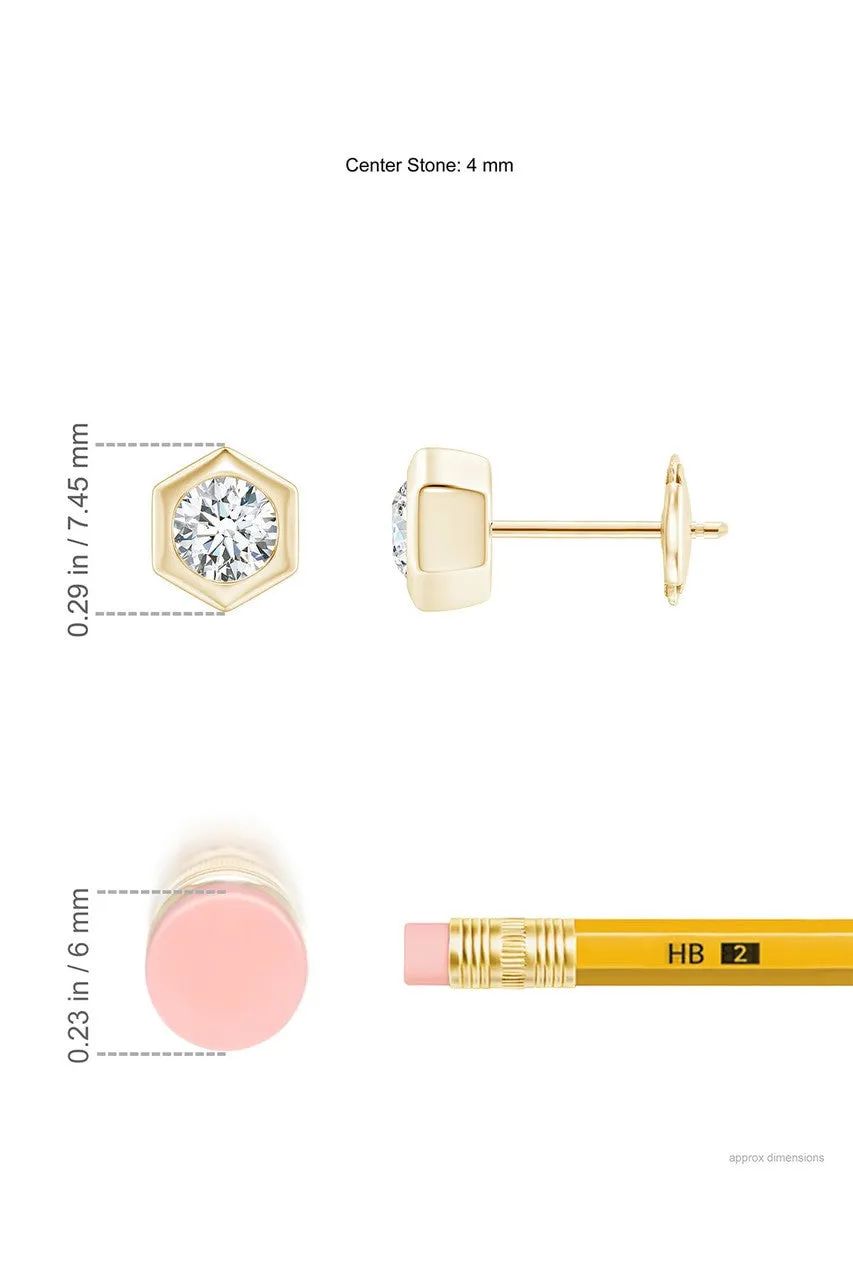 Indochine 14k Hexagon 4mm Diamond Solitaire Stud Earrings sold by Natori product image thumbnail 3