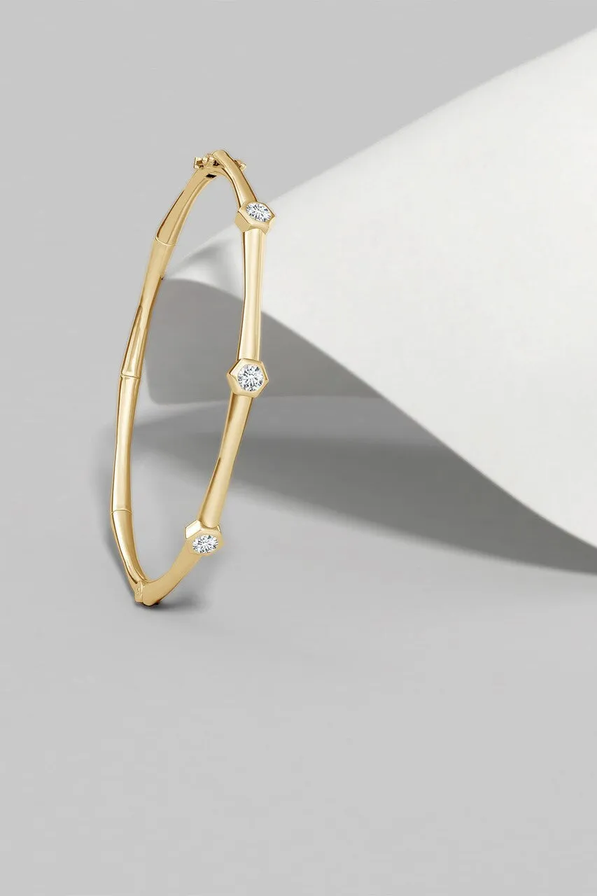 Indochine 14k 3-Diamond Bamboo Hinged Bracelet sold by Natori product image thumbnail 2