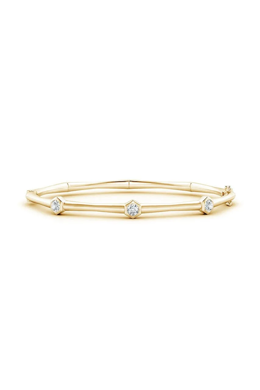 Indochine 14k 3-Diamond Bamboo Hinged Bracelet sold by Natori