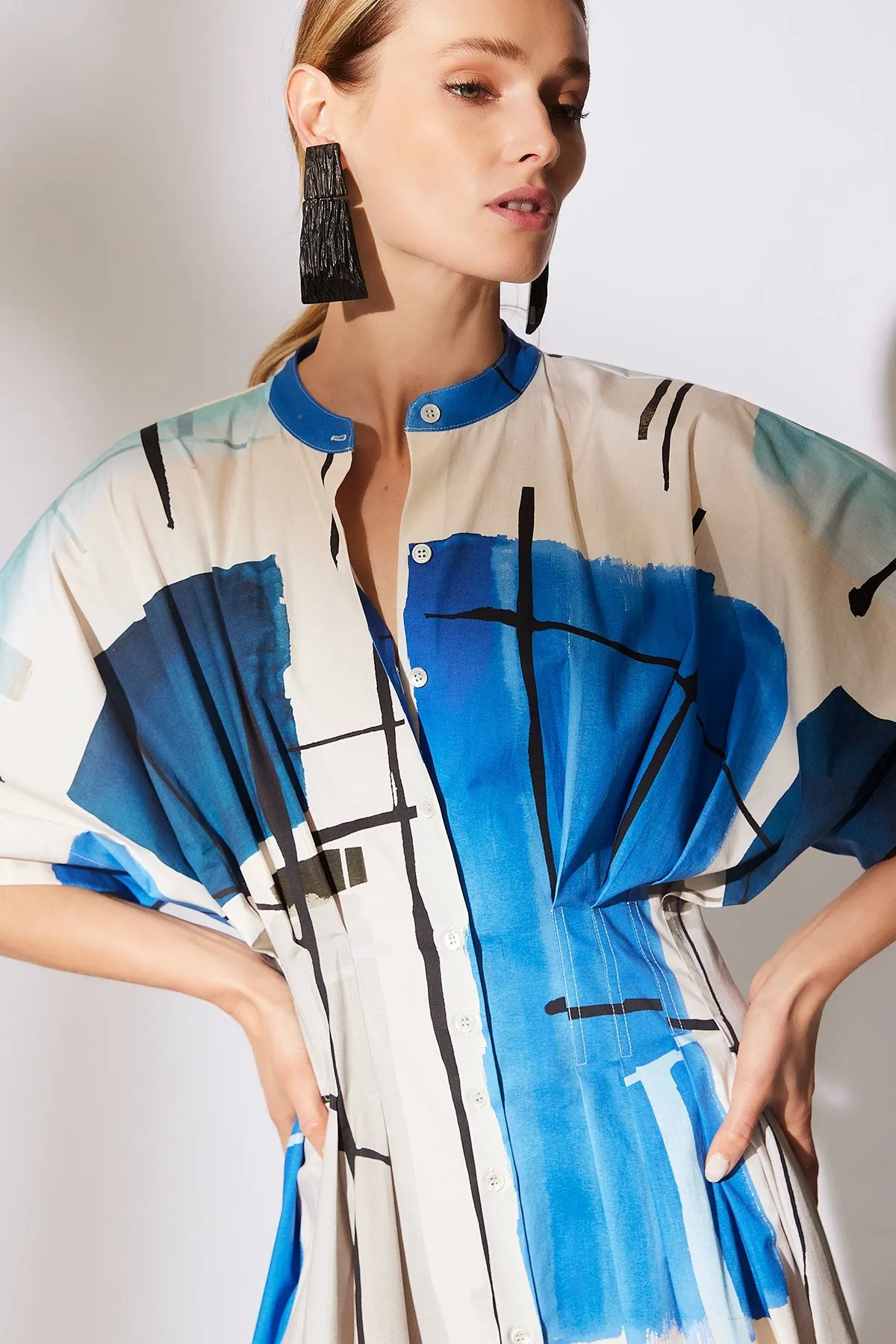 Sorairo Printed Cotton Poplin Oversized Shirtdress sold by Natori product image thumbnail 4