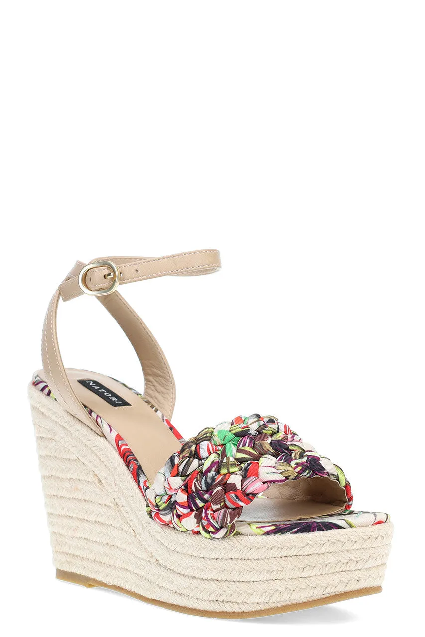Rae Tropical Braided Wedge Sandals sold by Natori