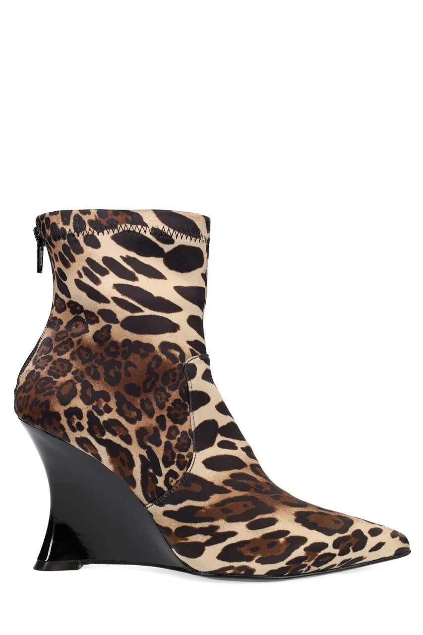 Neko Luxe Leopard Satin Wedge Ankle Boot sold by Natori product image thumbnail 3