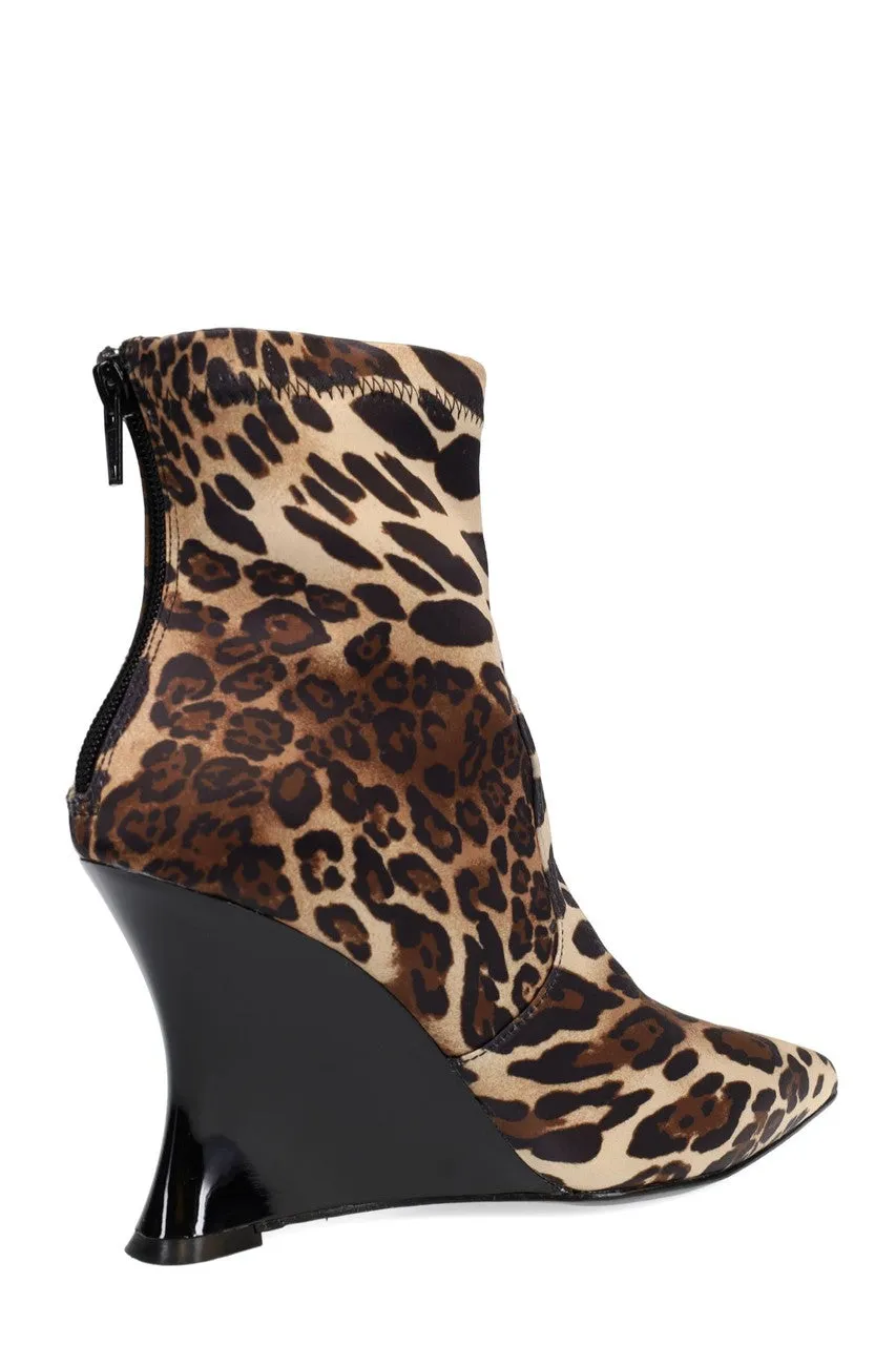 Neko Luxe Leopard Satin Wedge Ankle Boot sold by Natori product image thumbnail 2