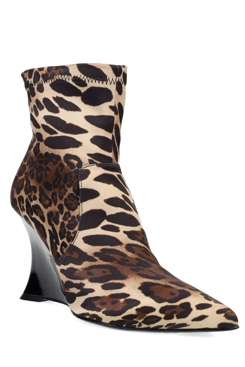 Neko Luxe Leopard Satin Wedge Ankle Boot sold by Natori product image thumbnail 4