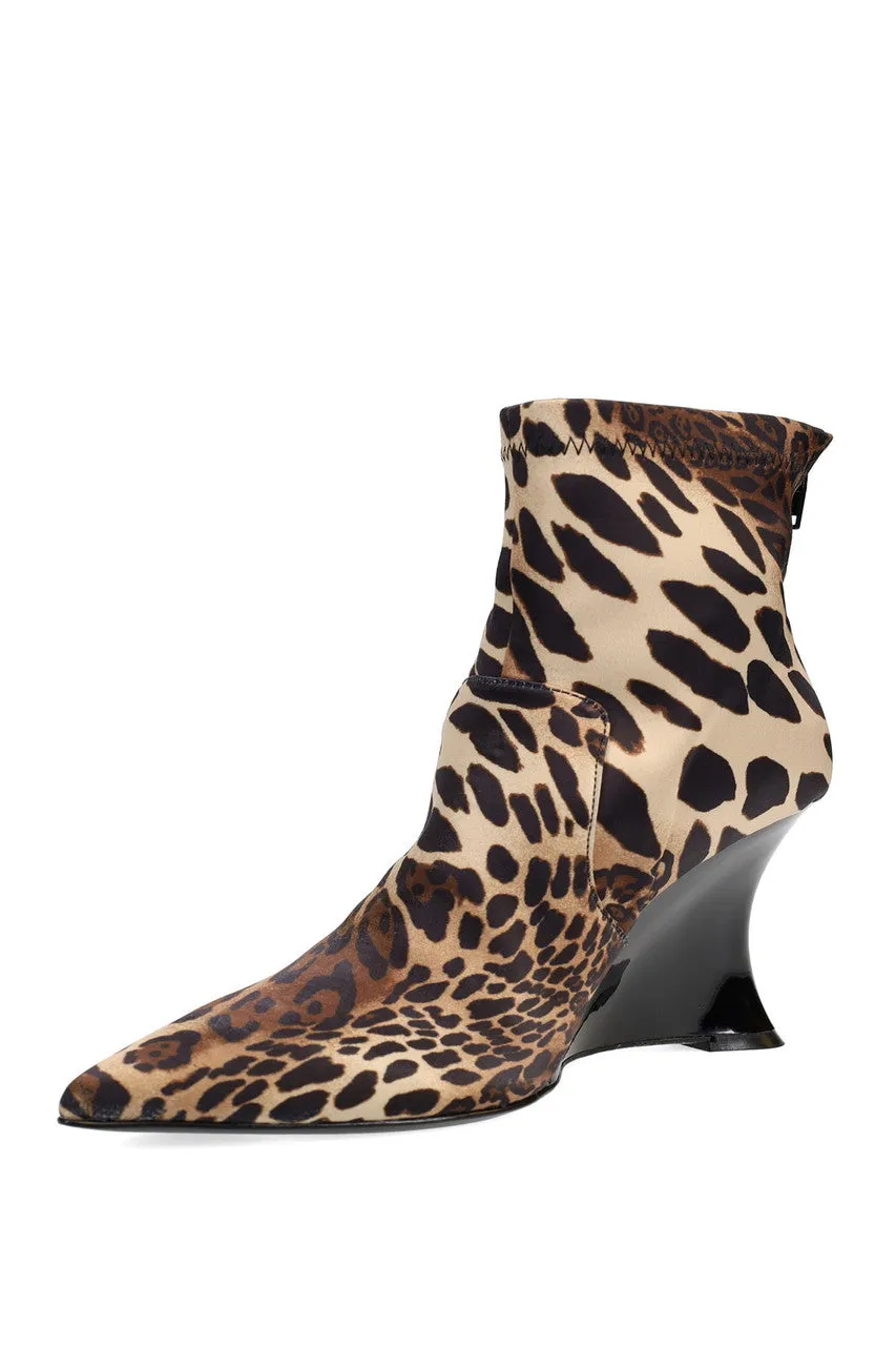 Neko Luxe Leopard Satin Wedge Ankle Boot sold by Natori product image thumbnail 5