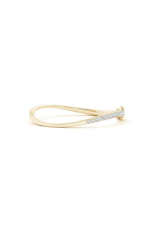 Shangri-La Brushstroke 14K Gold and Diamond Half Bracelet sold by Natori