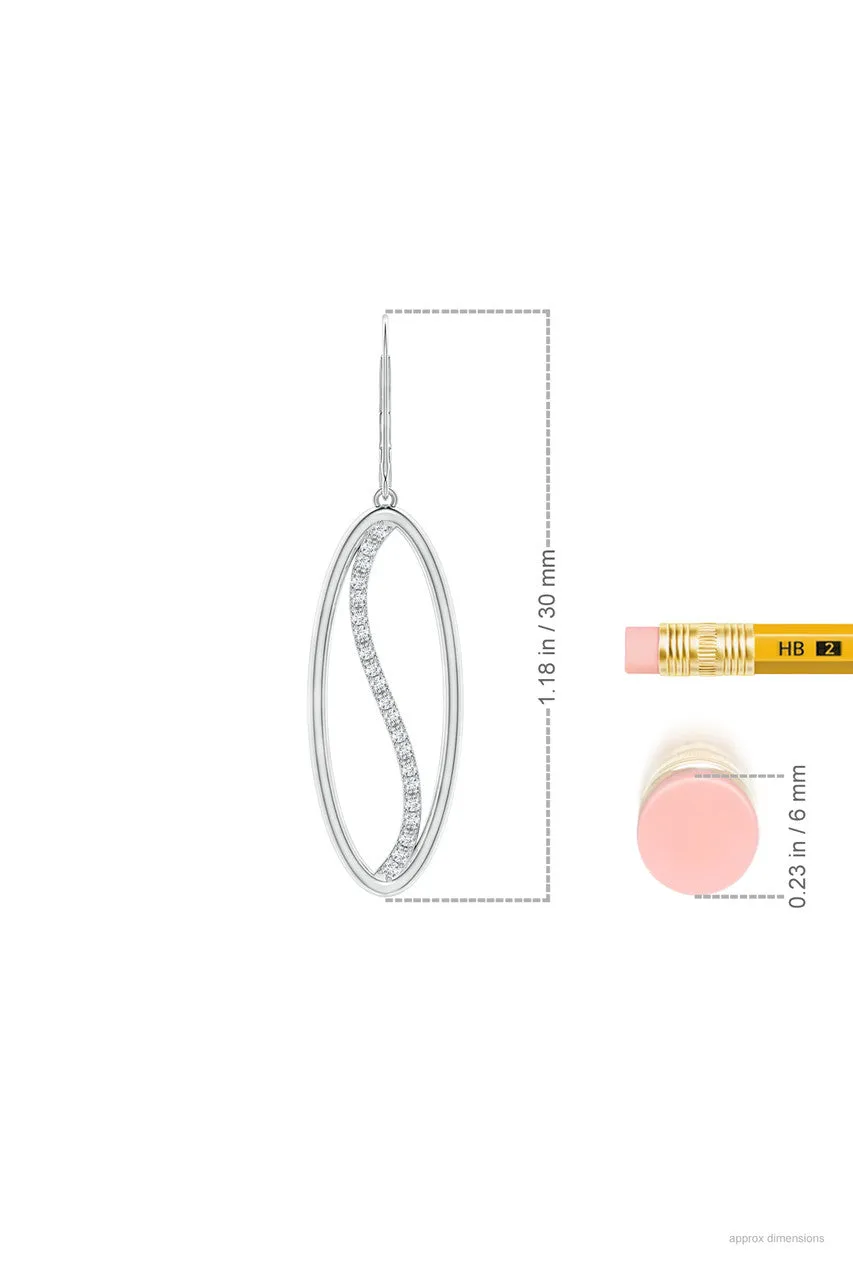 Shangri-La Elliptical Yin-Yang 14K Gold and Diamond Medium Leverback Earrings sold by Natori product image thumbnail 5