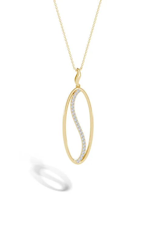Shangri-La Elliptical Yin-Yang 14K Gold and Diamond Pendant Necklace sold by Natori