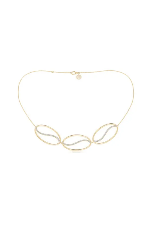Shangri-La Elliptical Yin-Yang 14K Gold and Diamond Trio Necklace sold by Natori