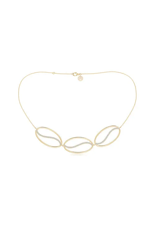 Shangri-La Elliptical Yin-Yang 14K Gold and Diamond Trio Necklace sold by Natori