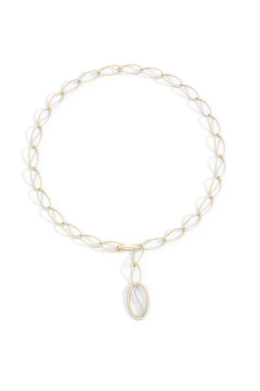Shangri-La Elliptical  Yin-Yang 14K Gold and Diamond Y Necklace sold by Natori