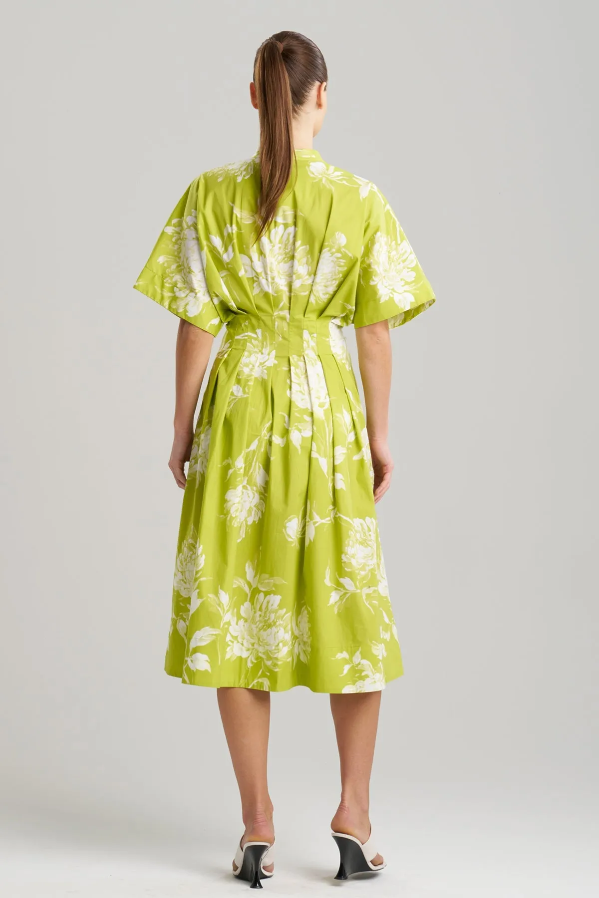 Miyako Printed Cotton Poplin Pleat Button Down Dress sold by Natori product image thumbnail 3