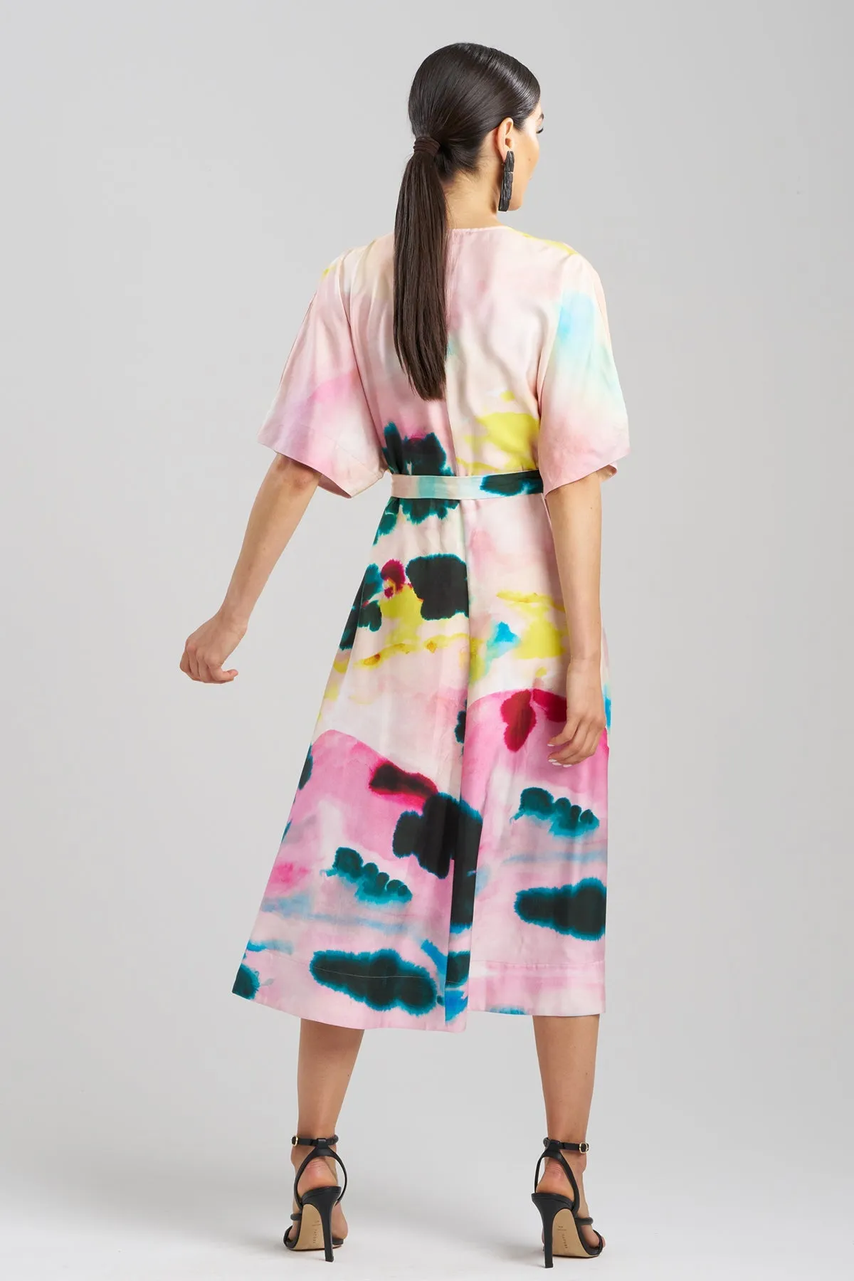 Akiko Printed Cotton Silk Twill Kimono Wrap Dress sold by Natori product image thumbnail 3