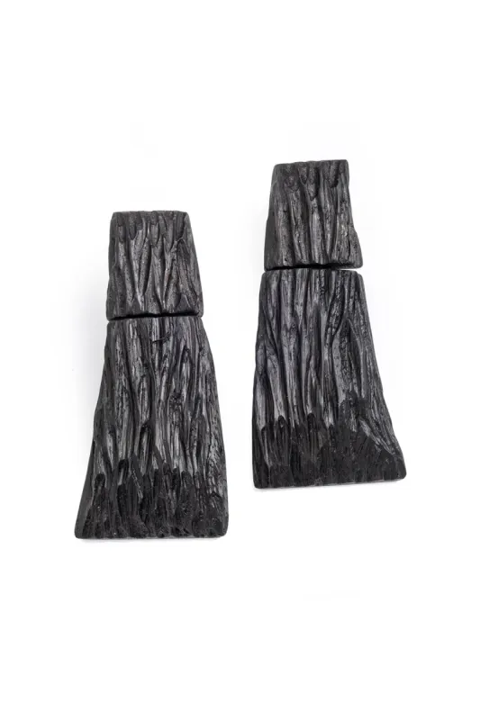 Acacia Wood Long Tiered Earrings made by Natori