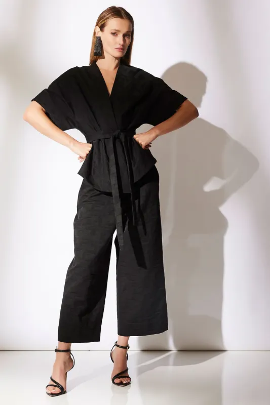 Geo Texture Jacquard Wide Leg Cropped Pants sold by Natori