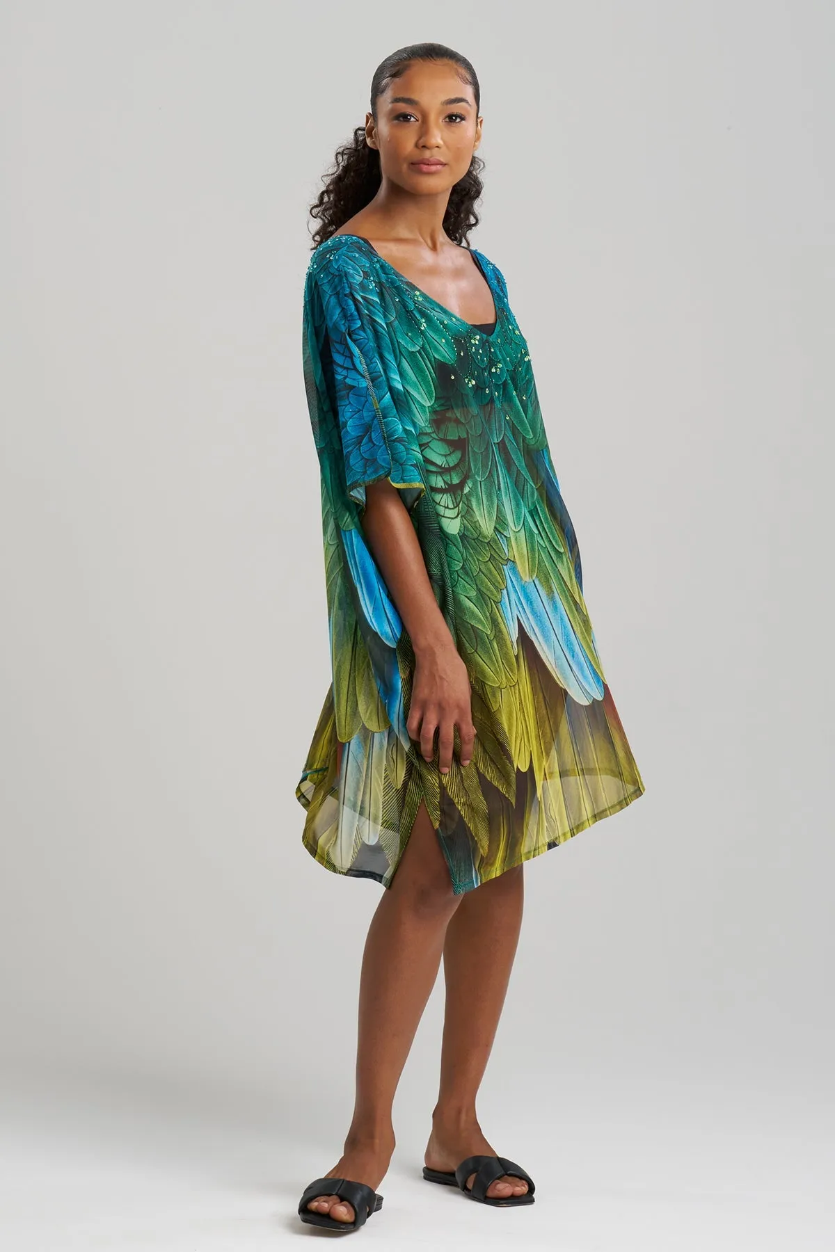 Paradise Printed Mesh Beaded Caftan sold by Natori